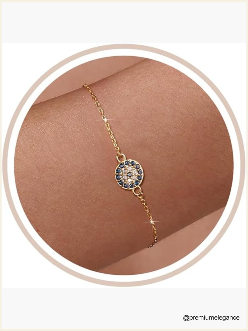Sterling Silver Evil Eye Link Bracelet with Cubic Zirconia